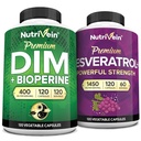 Nutrivein Premium Resveratrol kapselit ja DIM täydentää Bundle: High-Absorption Resveratrol täydentää ja DIM Recovery, Balance, ja Vitality