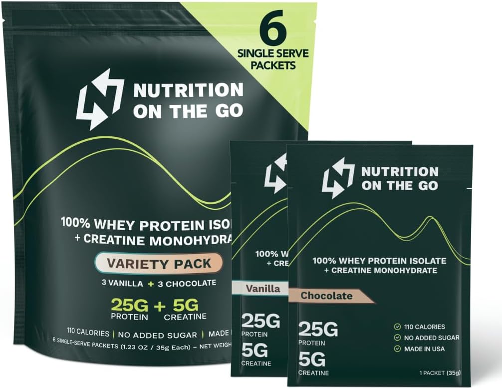Nutrition On The Go Whey Protein Isolate Packets Creatiini 25g Protein + 5g Creatiini 