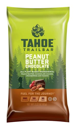Tahoe Trail Bar, Plant-Baseed Natural Energy Bar (2.22 Ounce Protein Bar, 12 Count) Korkea proteiini ei-GMO, gluteeniton, Vegaani Terveet Välipalat - Maapähkinävoi suklaa