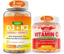 2 pakkaus Vegaani D3 5000IU K2 Gummie+ 1 pakkaus koko ruoka C-vitamiini Gummie