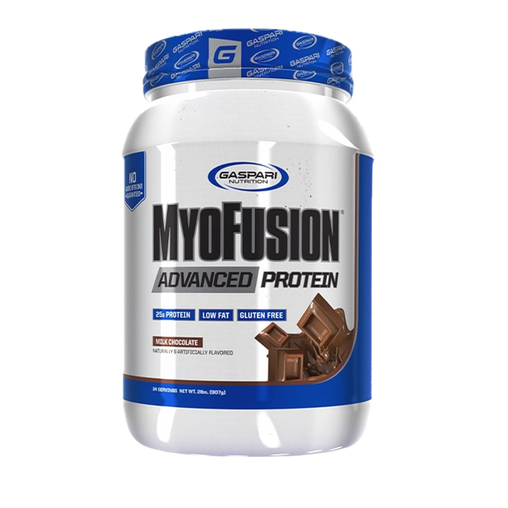 Gaspari Nutrition Myofusion Advanced Protein, Protein Blend with Whey Protein, Casein Protein and Isolate Protein, Low Fat and Gluten Free (2lbs, Suklaa)