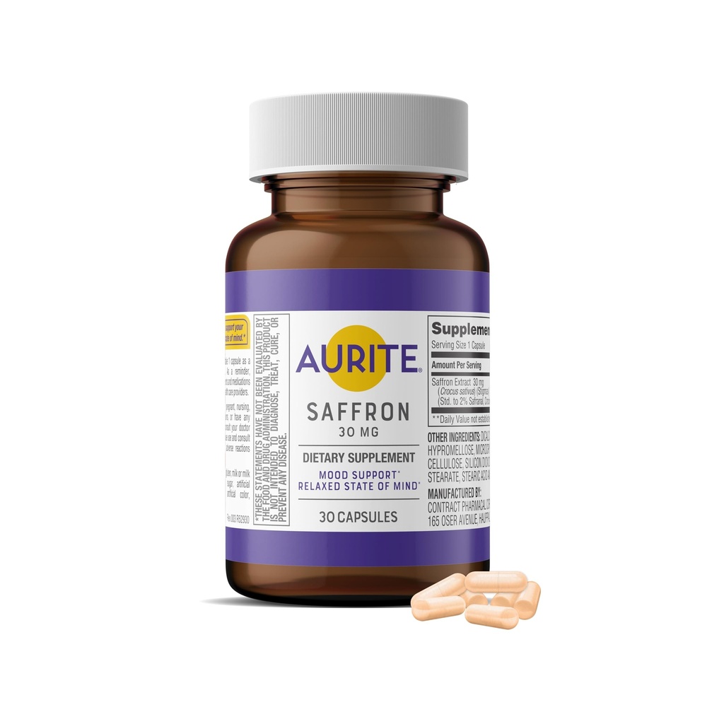 Saffron Supplement . 30 Count, Saffron 30mg, Kasvissyöjä Friendly, ei-GMO, gluteeniton, soijavapaa (1 kuukausia tarjontaa)