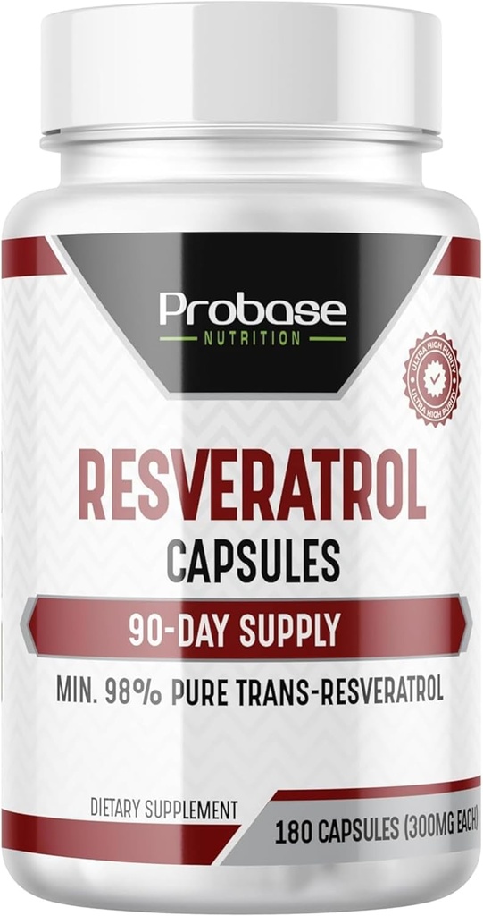 High Potency Resveratrol Capsules Över 98 procent Trans Resveratrol Antioxidant och Hälsosam Åldrande 90 Dag Supply 180 kapslar