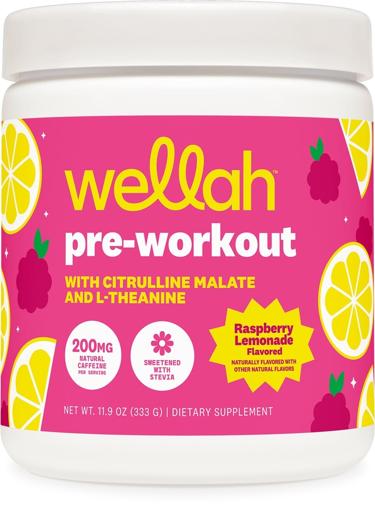 Wellah Get-Going Pre-Workout Drink Mix (vadelma sitruunaa maustettu, 30 tarjoilua)
