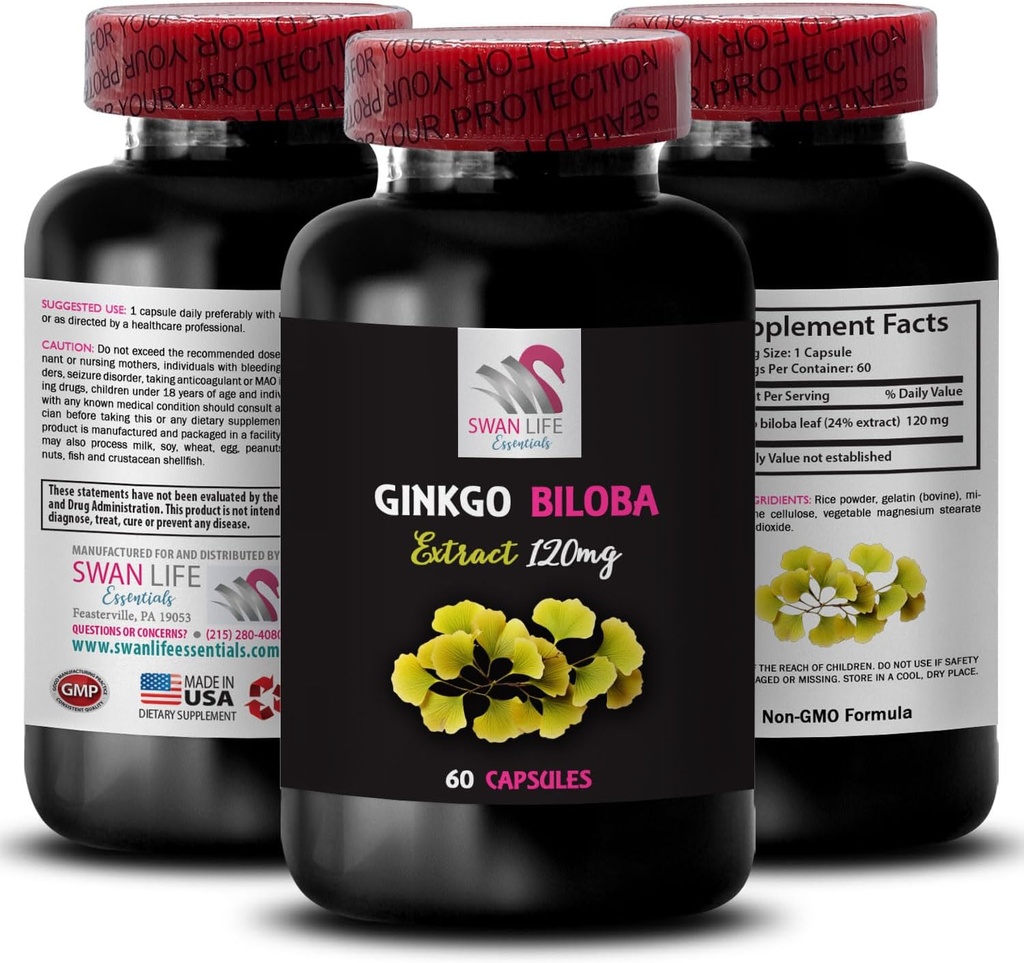 Luonnollinen antioksidanttiuute - Ginkgo BILOBA Extract - Kasviperäinen uute edut, Ginkgo biloba Natural, Ginkgo biloba Leaf Extract edut, kasviperäinen antioksidantti tuote, Ginkgo 1 pullo 60 kapselia