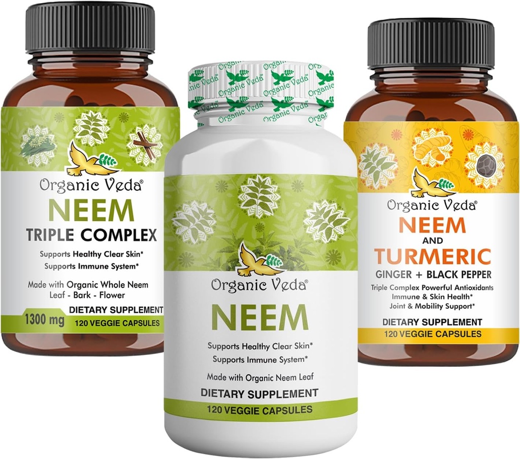 Premium Neem & Turmeric Supplement Bundle - 2-i-1 kapselformel för hudhälsa, immun & rengöringsstöd