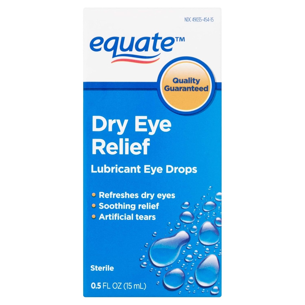 Equate: Steriili tekokyyneleet Voiteluaine silmätipat, .5 fl oz