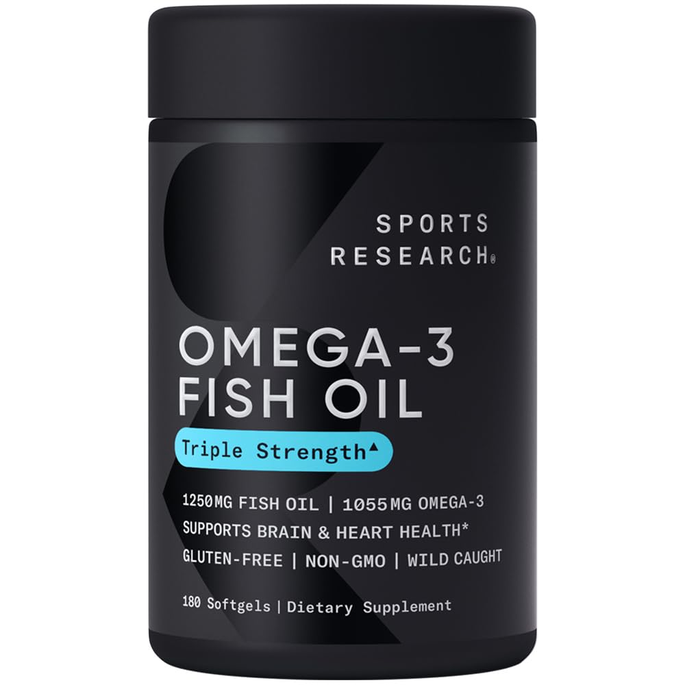Urheilu Tutkimus Omega-3 Kalaöljy, Triple Strength, 180 Softgels
