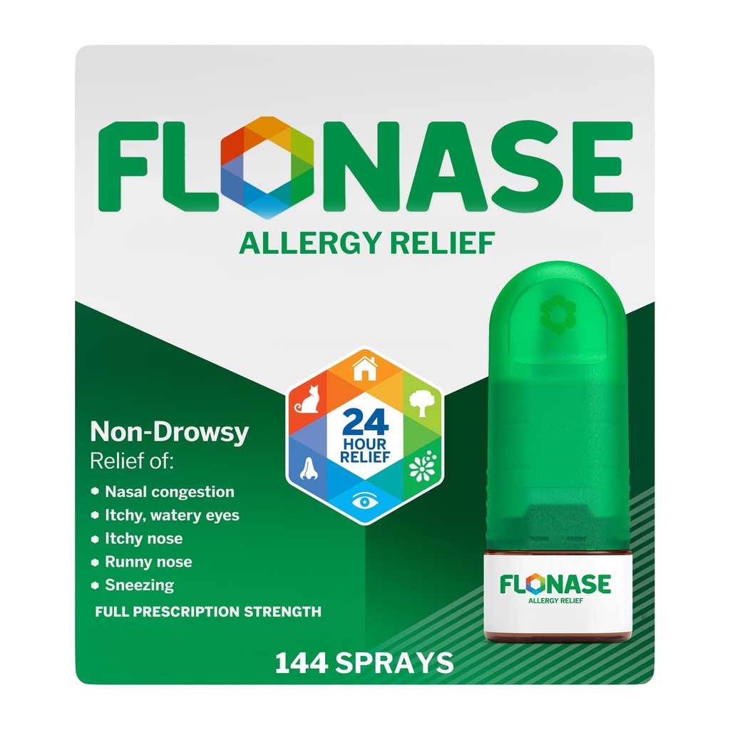 Flonase Allergia Relief Nenän sumutus, 24 tuntia ei unelias Allergia Lääketiede, Metred nenäsumutus - 144 Sprays- Fall and Seasonal Allergia Relief