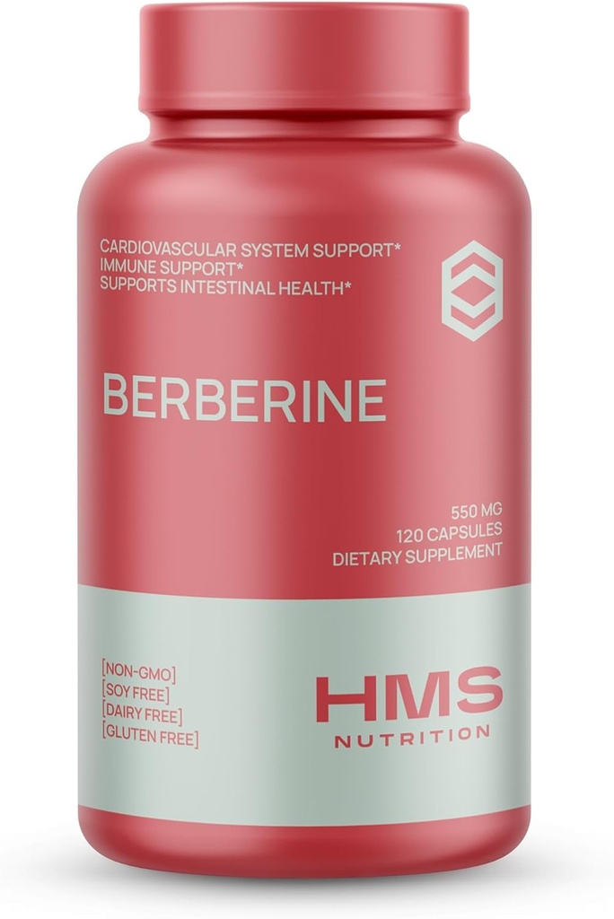 Berberine HCL 550mg, Plant-Based Berberine Supplement från Berberis Aristata Root, Vegan & Gluten Free, 120 kapslar