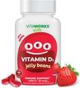 Barn Vitamin D 1000 IE Jelly Beans - Tasty Natural Strawberry Flavor, Vegetarian, GMO-Free, Gluten Free, Nut Free Vitamins - Kosttillskott för immunstöd - för barn - 60 Jellies