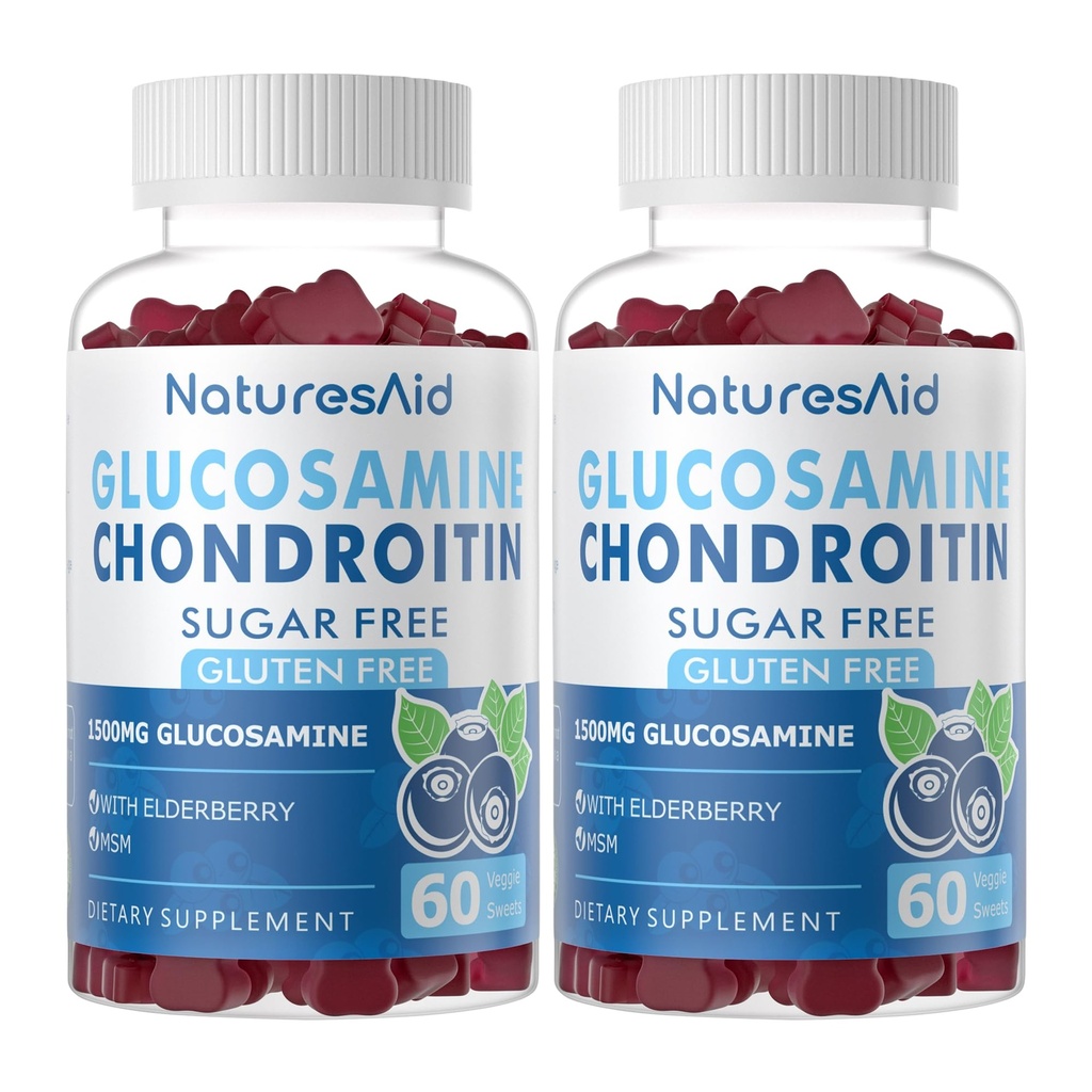 Glukosamiini Chondroitin Gummies MSM & Elderberry Extra Strength - Joint Support, antioksidantti Immuuneja täydentää aikuisille, miehet & naiset.(2 Pack)