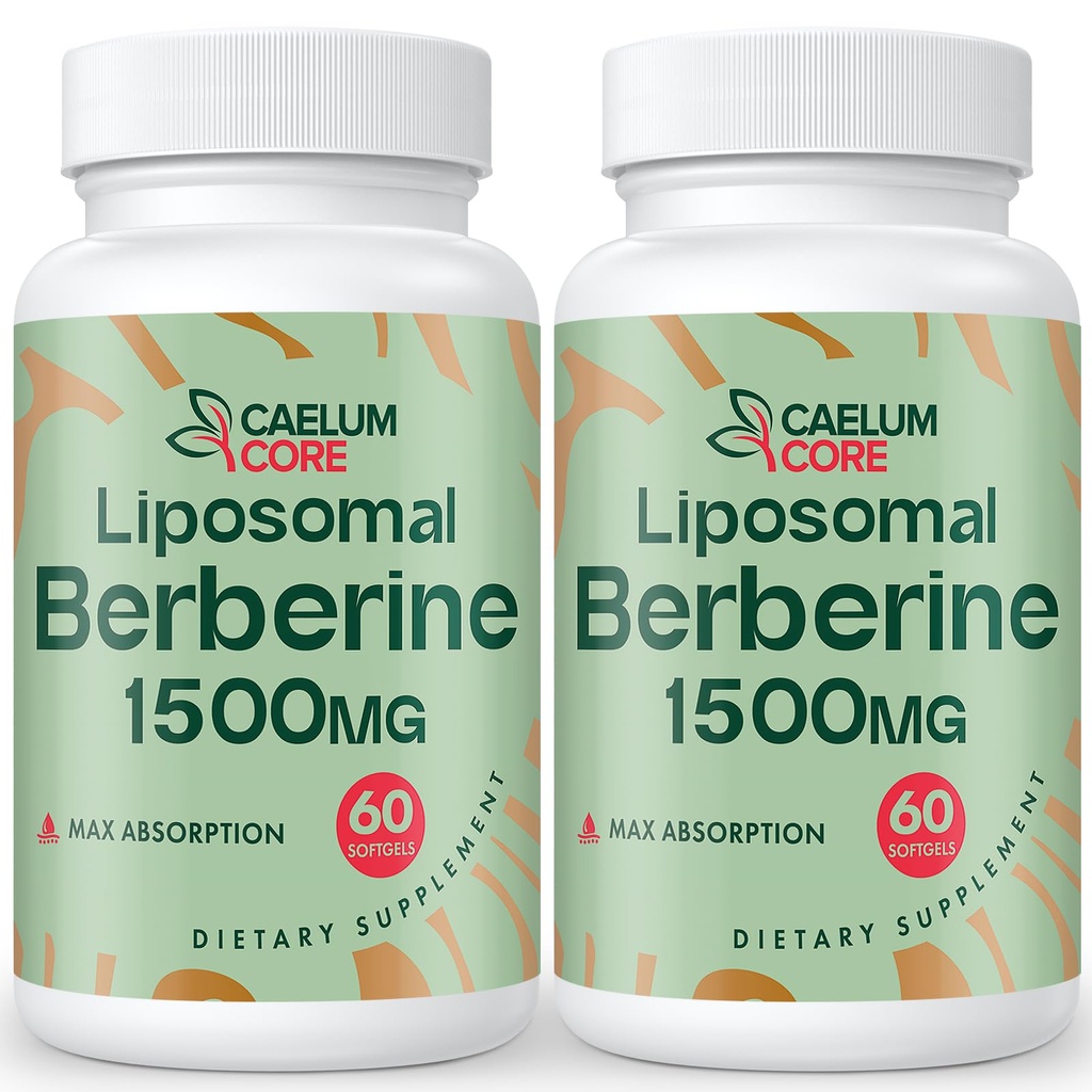 Liposomaalinen berberiini HCL - Berberiini 1500 mg korkea hyötyosuus, berberiinit täydentää naisten ja miesten (2 pakkaus)