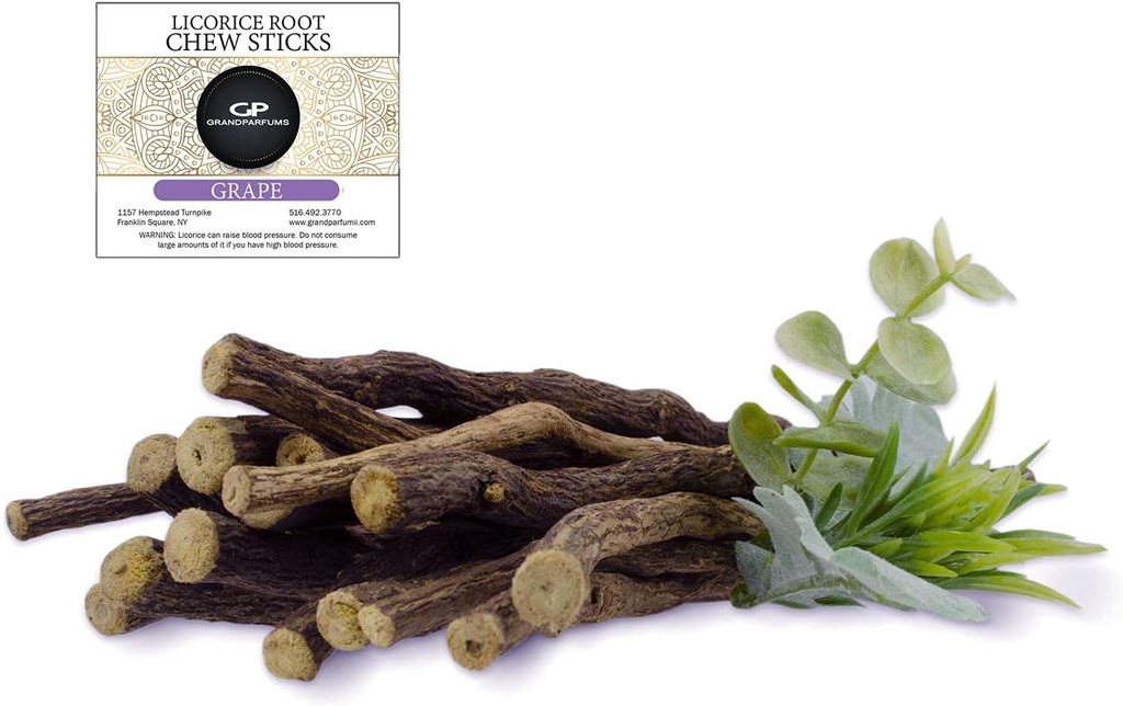 100% Natural Licorice Root Chew Sticks, Grape Flavored, Organic, Help Quit Rökning, Vit tänder, Freshen Breath och Suppress Appetite