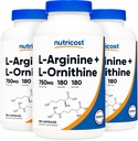 Nutricost L-Arginine L-Ornithine 750mg; 180 kapslar (3 flaskor)