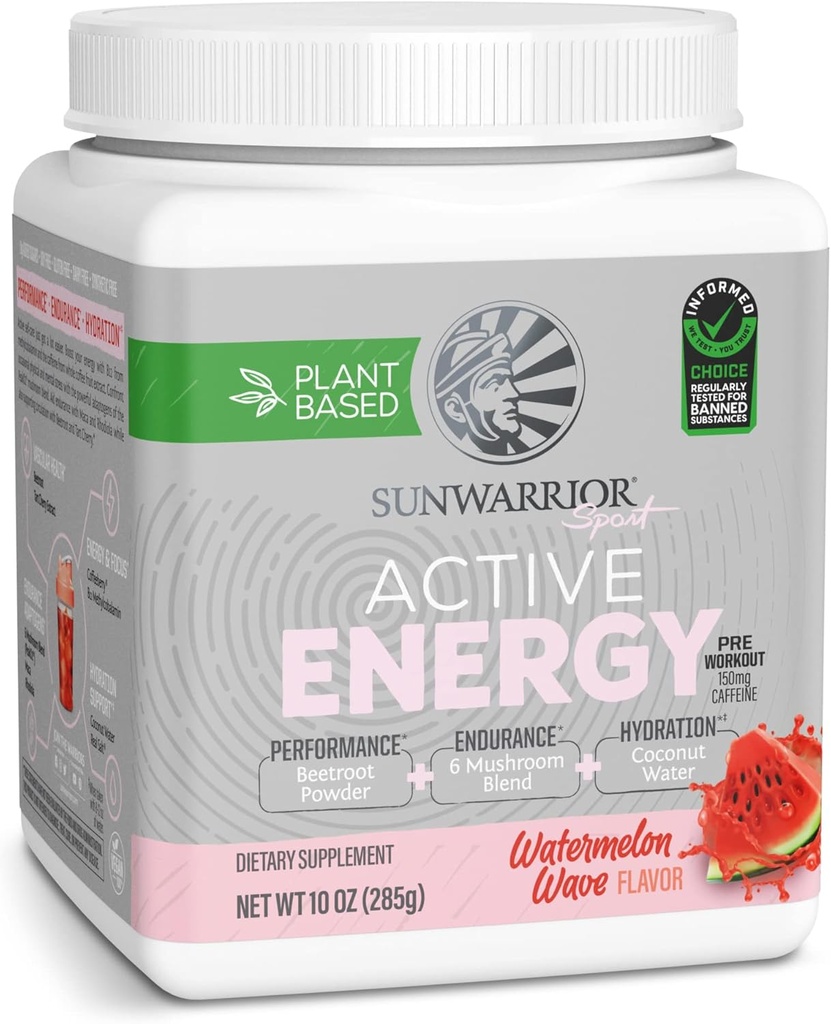 Sunwarrior Plant-Based Preworkout Powder Blend Kookosvesi sieni Blend Soy Free Sugar Free Gluten Free Dairy Free Synthetic Free ...