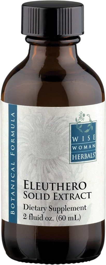 Wise Woman Herbals Eleuthero Root Solid Extract 4:1, Alkoholfri, Adrenal & Stress Support, Energy, Stamina, Mental Endurance, stöder balanserad humör & immunitet, 2 Fl Oz
