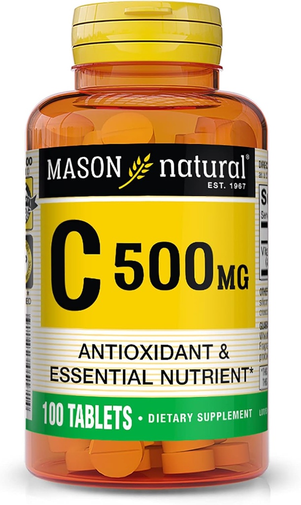 MASON NATURAL C 500 mg - tukee tervettä immuunijärjestelmää, antioksidantti ja Essential Ravintoaine, 100 tablettia