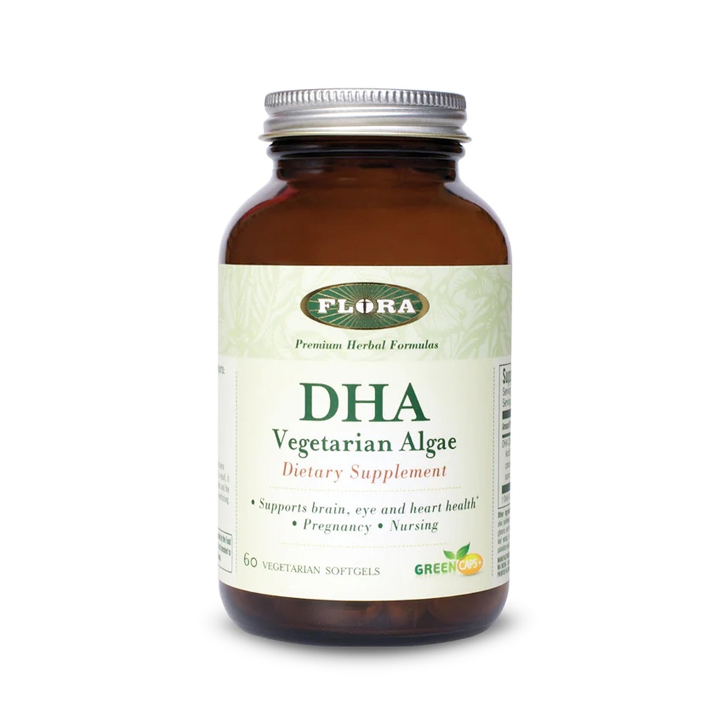 Flora - DHA Kasvissyöjä Algae GreenCaps Plus - Aivojen ja sydämen terveys - Avustukset Kokonaisterveys raskauden aikana - Aivojen ja hermoston - Tarjoaa Omega-3 - Vegan & Sustainable - 60 kasvissyöjä Softgels