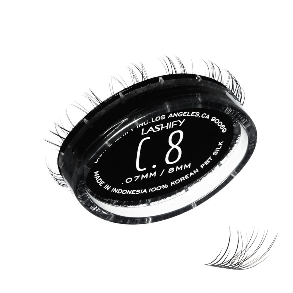 Lashify Curl 8mm Gossamer Silmänrintalaajennukset Refill, musta, DIY väärennetty lashes varten luonnollinen ilme