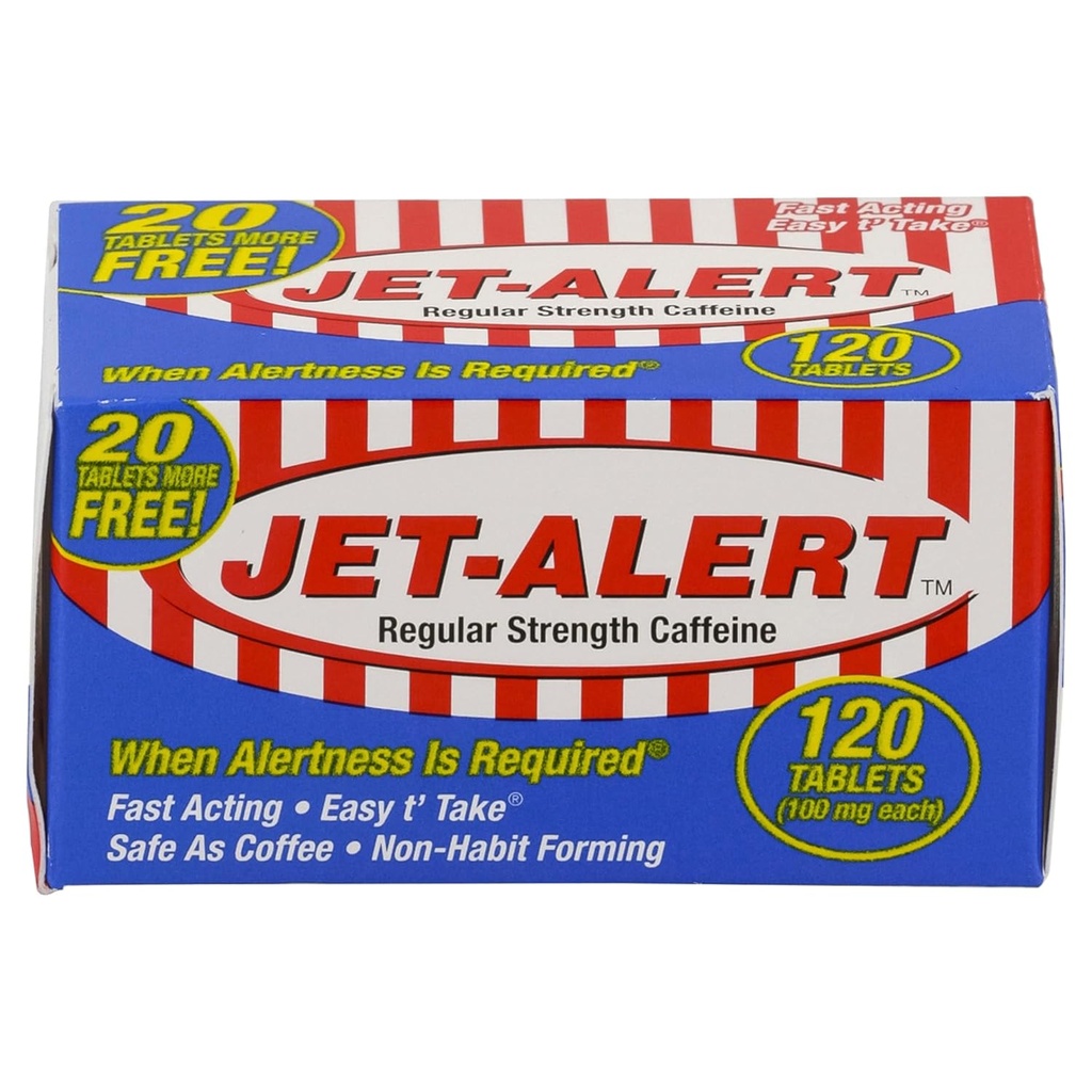 Jet-Alert Regelbunden styrka koffein 100 mg tabletter, värdestorlek, 120 greve (Pack of 3)