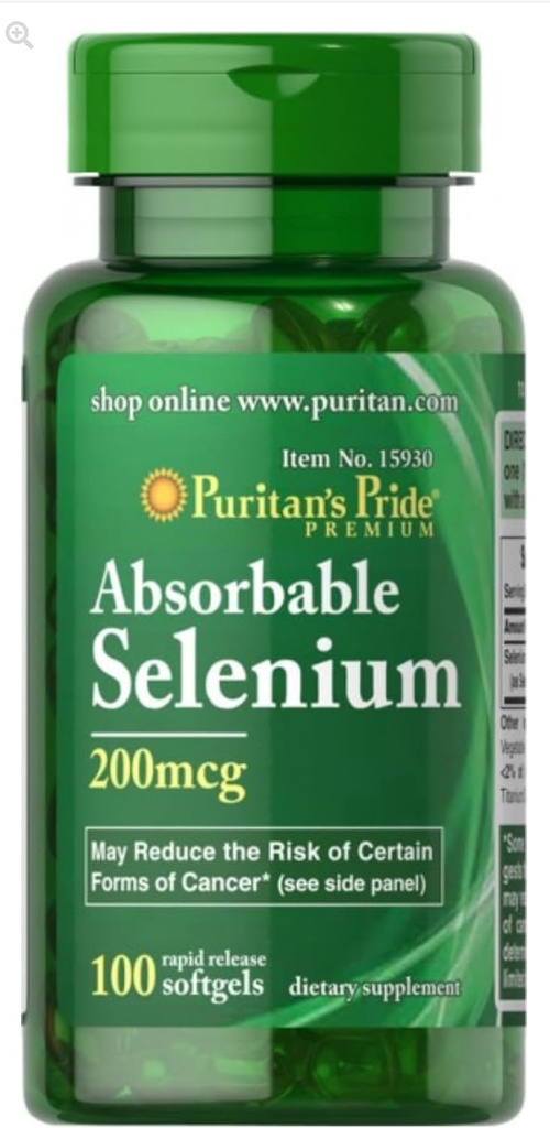Puritaanit Pride Selenium 200 mikrog tabletit, 100