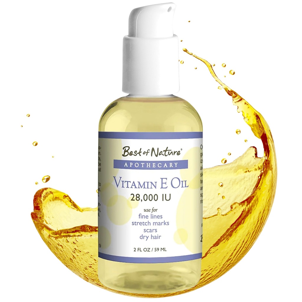 Best of Nature Vitamiini E Oil 28000 IU, Tuoksumaton Kookospähkinä - Vaurioiden korjaus kaava hiukset, iho, kasvot, & kädet