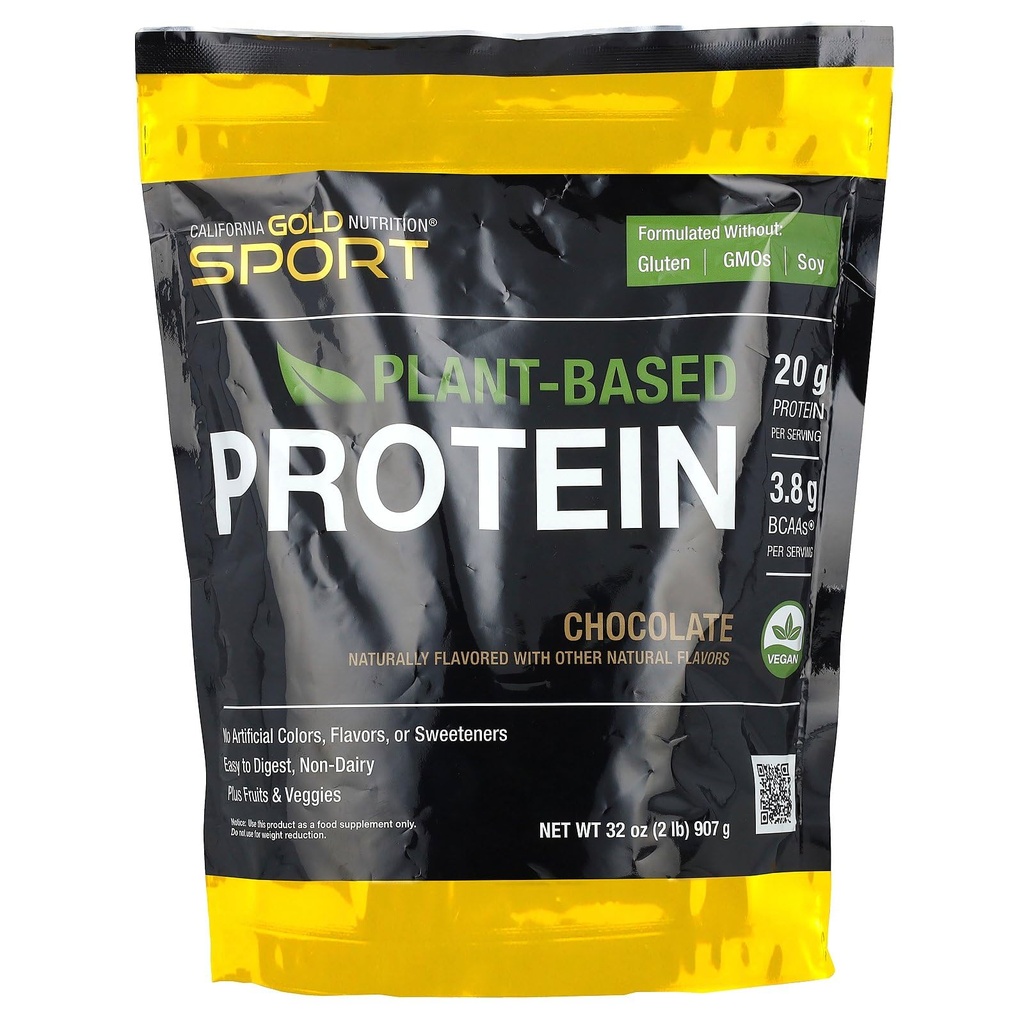 Kalifornien Gold Nutrition Sport, Plant-Based Protein med Organic Brown Rice Protein Concentrate, Flaxseed, Chia Seed, Chocolate, 2 lb (907 g)