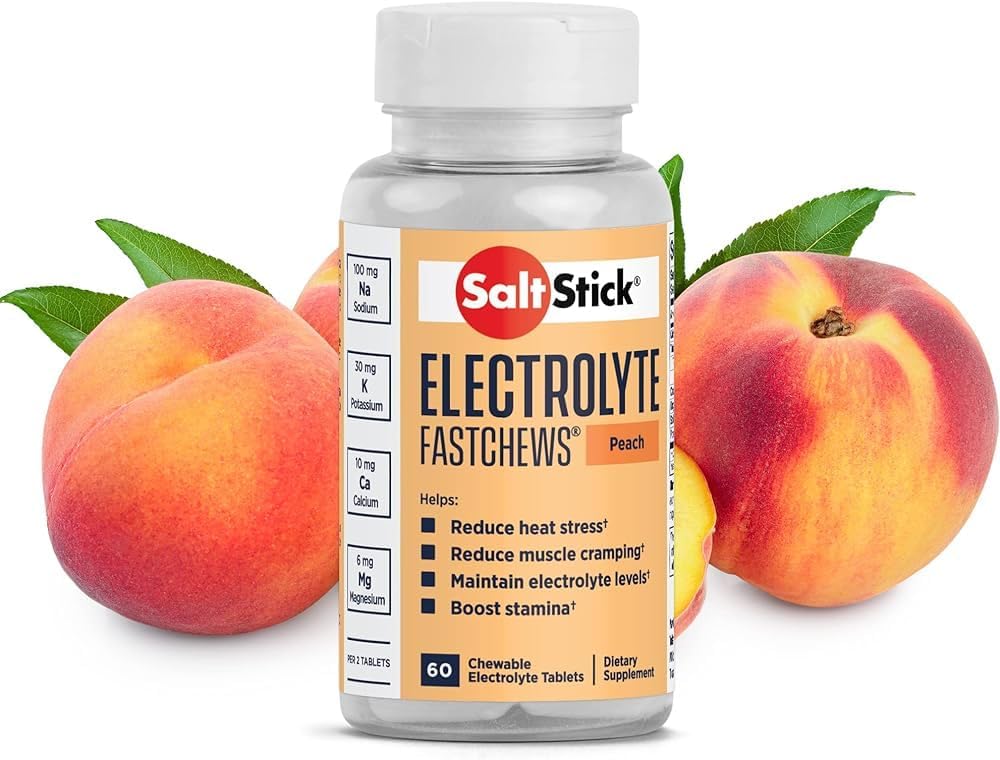 SaltStick Fastchews Puffed Electrolyte Salts tabletti - 60 Count, Persikka - 03-4060