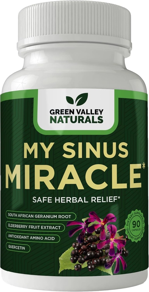 GREEN VALLEY NATURALS My Sinus Miracle Herbal Supplement, 90 kapslar (1)