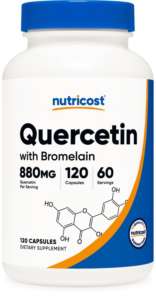 Nutricost Quercetin med Bromelain, 880mg Quercetin + 165mg Bromelain Per Servering, 120 kapslar, 60 portioner (2 Caps Per Serving) - Vegetarian, icke-GMO & Gluten Free