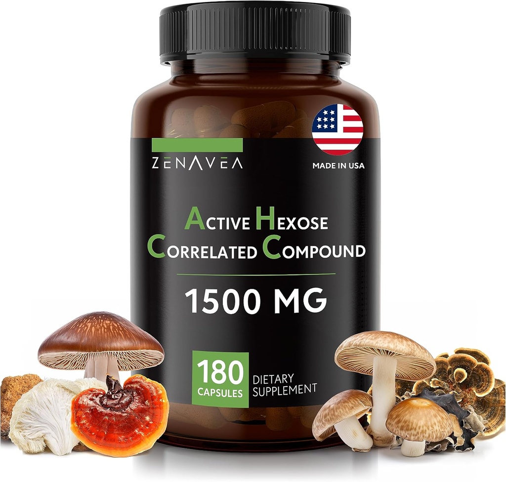 Aktiivinen Hexose Correlated Compound 180 Caps 1500mg per tarjoilu - Vegan Organic Mushroom Supplement Ohje Tuki Immuunijärjestelmä ja edistää luonnon tappaja ja T-soluja