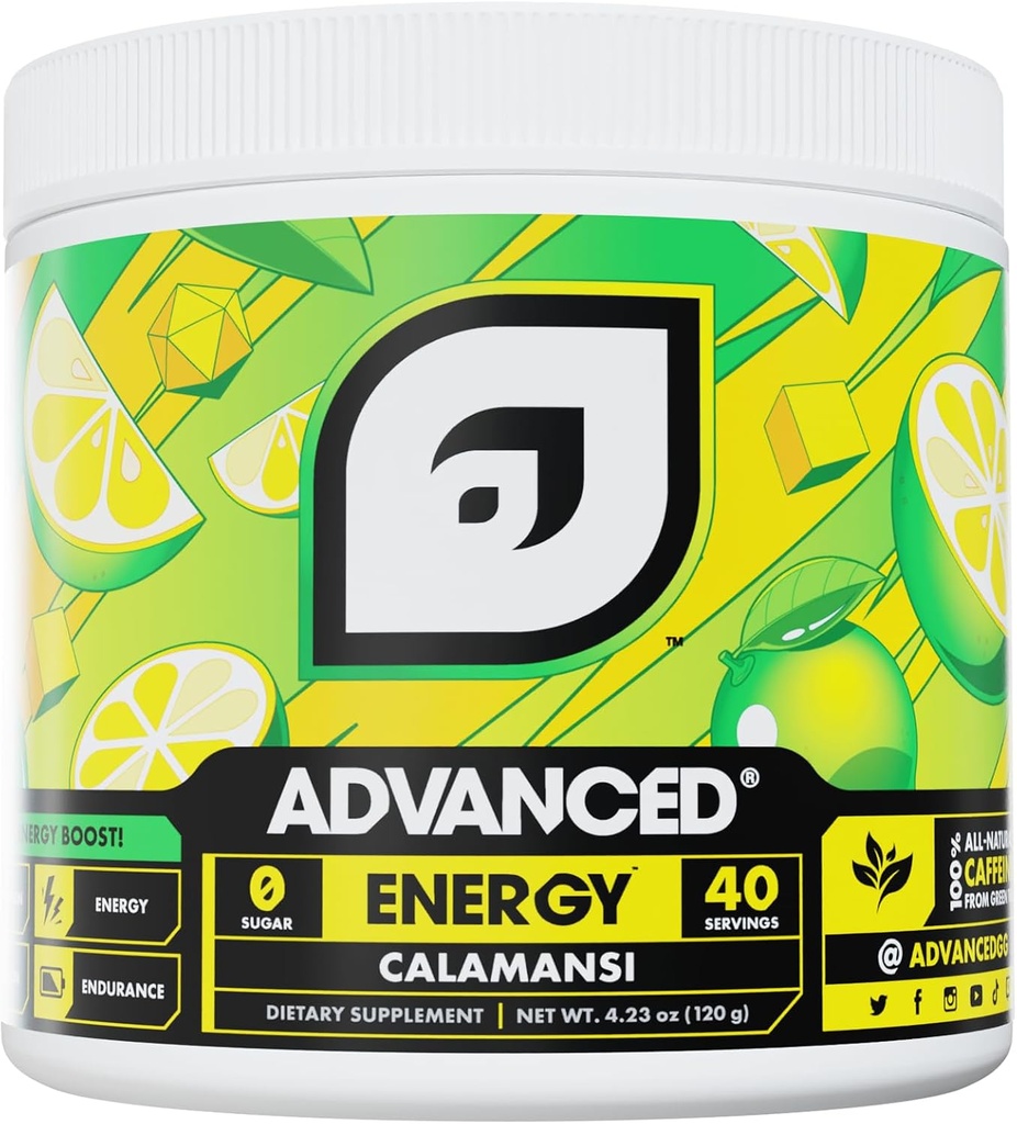 Avancerad energi - Energiökning Formel med elektrolyter för Hydration - L-Theanin att bekämpa Jitters - Sugar Free & Keto Friendly - No Maltodextrin (40 portioner) (Calamansi)