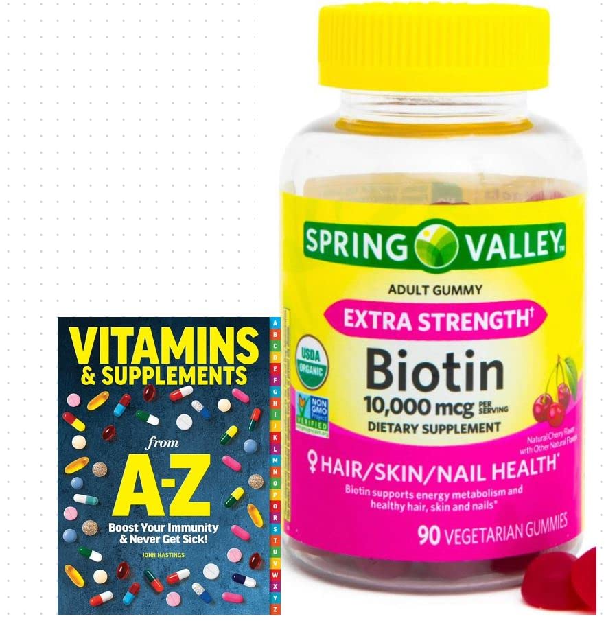 Spring Valley Biotin 10 000 mcg Kasvissyöjä Gummy Supplement, 90ct + Parempi opas vitamiinit täydentää