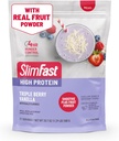 SlimFast High Protein Smoothie Mix Plus Fruit Powder, High Protein Meal Replacement Powder, Fiber, Vitamin C, 21 Servings, 1,29 Pounds, Triple Berry Vanilla (Packaging May Vary)
