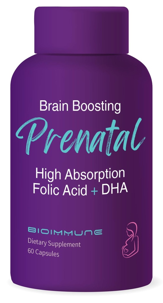 Ultra Strength Bio-Saatavilla prenataali vitamiineja naisille, luonnollisesti esiintyy Metaboloitu Folaatti Foolihappo, DHA Omega 3. Tukee aivojen kehitystä, Terve sikiön kehitys