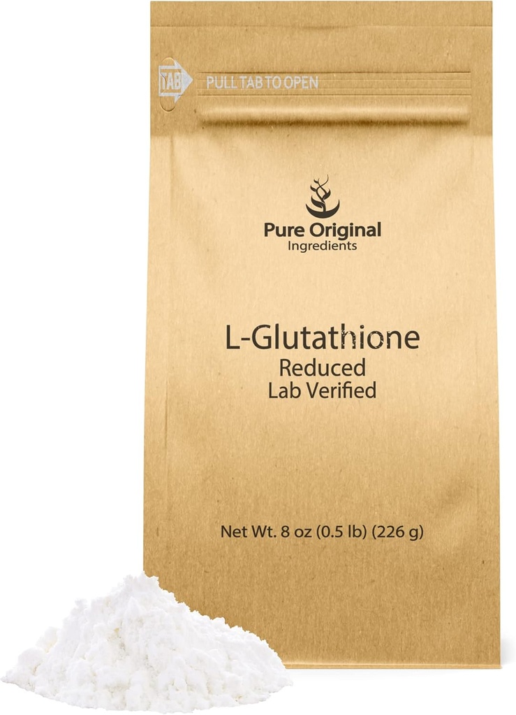 PUHELIN ALKUPERÄISET AINEET L-glutationijauhe (8 oz) Pienennetty, aina puhdas, laboratoriovarmennettu täydennysosa