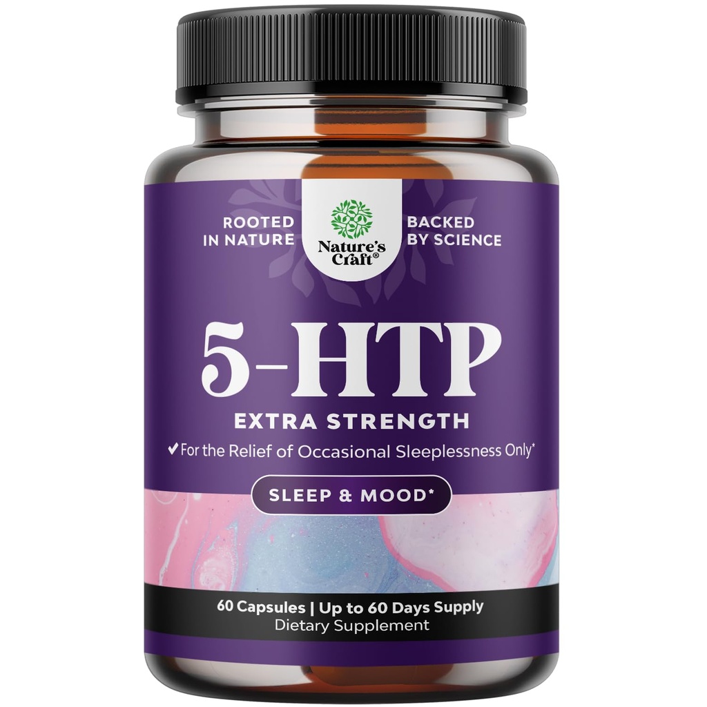 5 HTP Supplement 5-Hydroxytryptophan - 5HTP 100mg per Servering Gentle Herbal Sleep och Mood Enhancer - 5-HTP 100 mg per Servering Mood Supplement och Sleep Support Capsules från Griffonia Simplicifolia