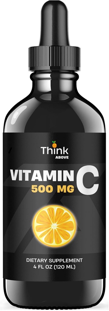 Nestemäinen C-vitamiini - suuri annos - C-vitamiinia Drops - aikuisille ja lapsille - 500 mg - Liquid VIT C - Non GMO - C-vitamiinia nestemäinen täydentää (4 fl oz 120 ml)