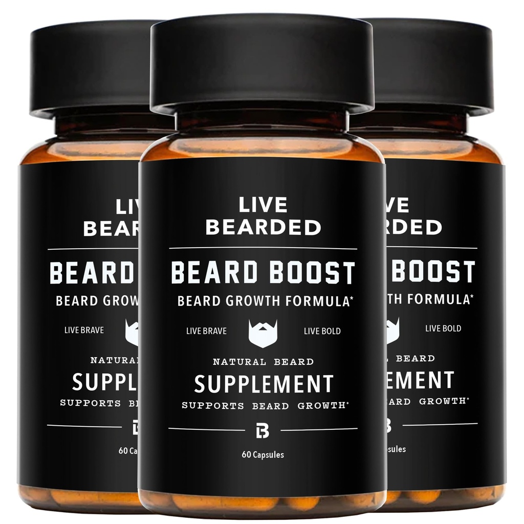 Live Parta Boost - Parta Kasvu Vitamiinit miehille Biotiini, Kollageeni, Silikaa, Fo-Ti Root - Kasvot hiusten kasvua miehille, Valmistettu Yhdysvalloissa 90-päivän tarjonta