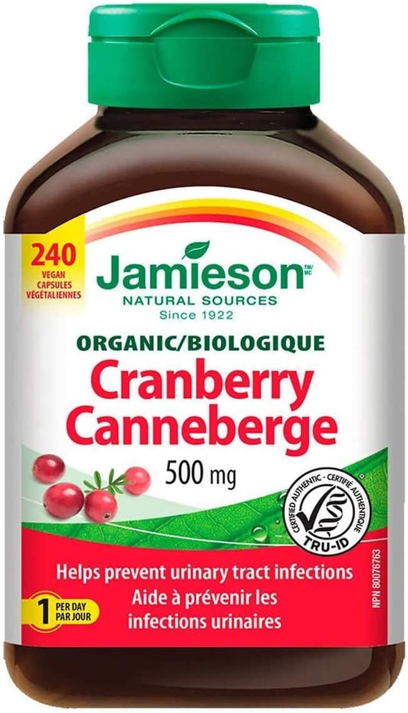 Jamieson Cranberry 500 mg, 240 Vegaanikapselia