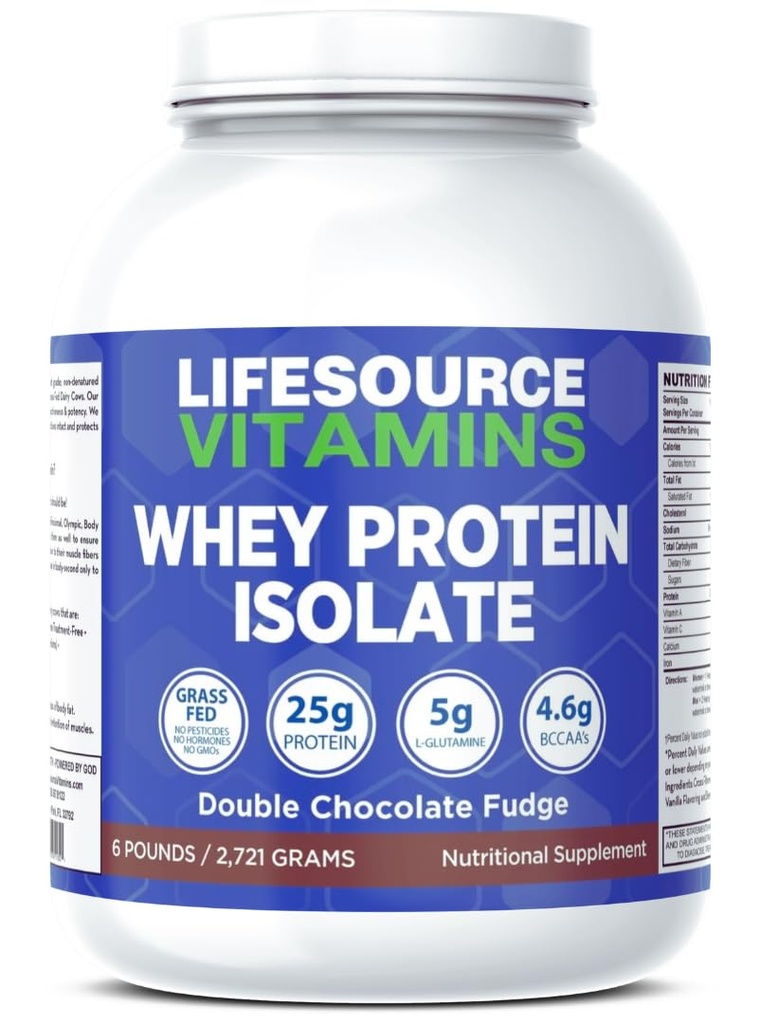 LifeSource vitamiinit 6 lb - US Dairy Cows Grass Fed Whey Protein Isolate - Double Chocolate Fudge makeutettu w/ Stevia