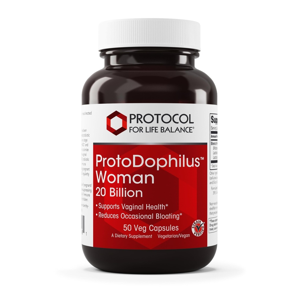 PROTOCOL FOR LIFE BALANCE Proto Dophilus Woman - 20 miljarder - Probiotika för tarmhälsa - Stöd vaginal hälsa och uppblåst lättnad - Vegan & Kosher - 50 Veg kapslar