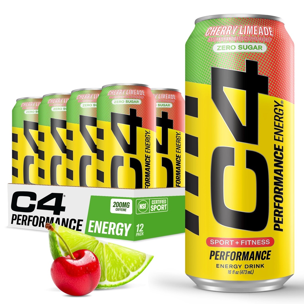 C4 Alkuperäinen sokeriton energiajuoma 16oz (Pack of 12) ... Cherry Limeade...