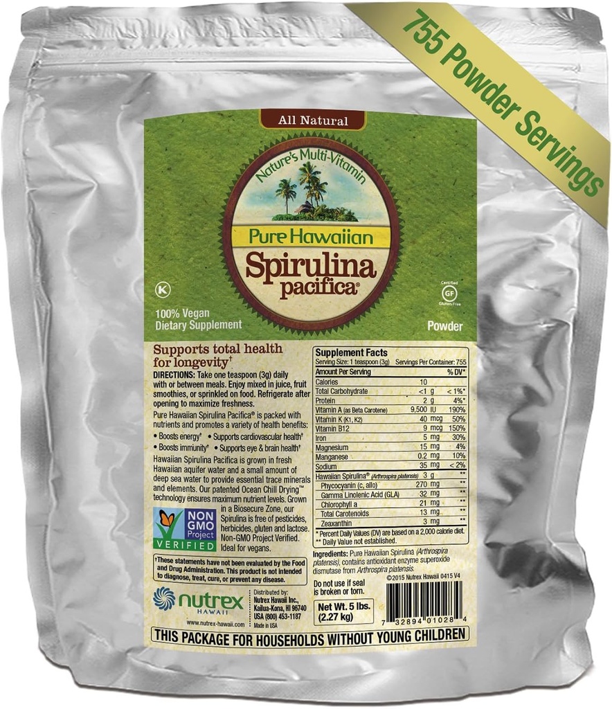 Puhdas havaijilainen Spirulina Powder 5 lb Bulk Bag 