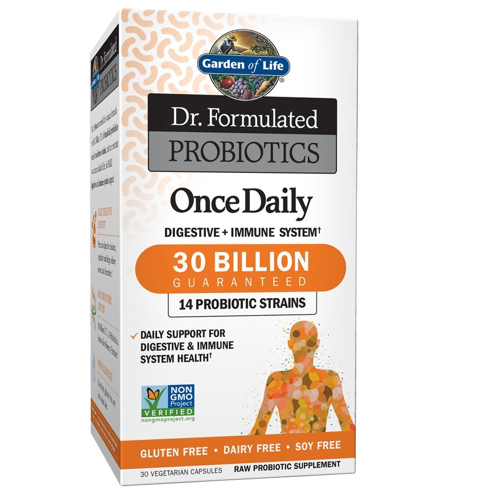 Garden of Life Dr. Formulerad probiotika en gång dagligen - Acidophilus Probiotic med dagligt stöd för matsmältnings- och immunhälsa - Glutenfri, Dairy Free, Soy Free Probiotics, 30 vegetariska kapslar