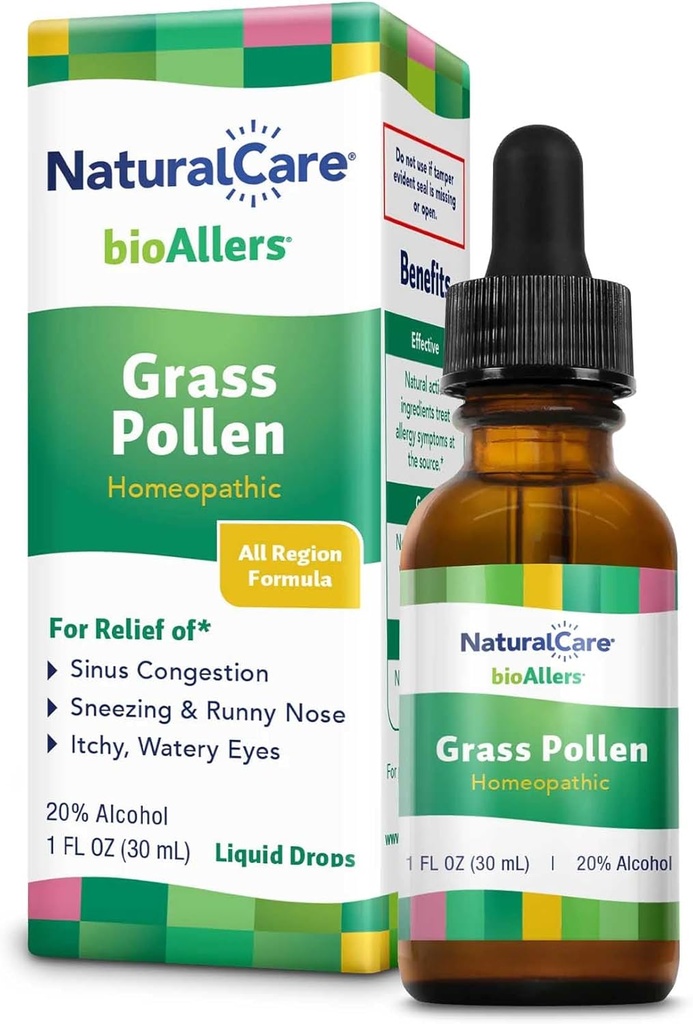 bioAllers NaturalCare Grass Pollen Homeopathic Liquid Drops, 1 Fl Oz | Kan ge stöd genom Sinus Congestion, Sneezing & Runny Nose, Itchy, Watery Eyes