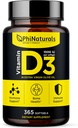 PhiNaturals D3-vitamiini 1000iu Softgels täydennysosa Olive Oil Base 365 Gel Caps yhden vuoden tarjonta VIT D-vitamiini D 3 1000 iu