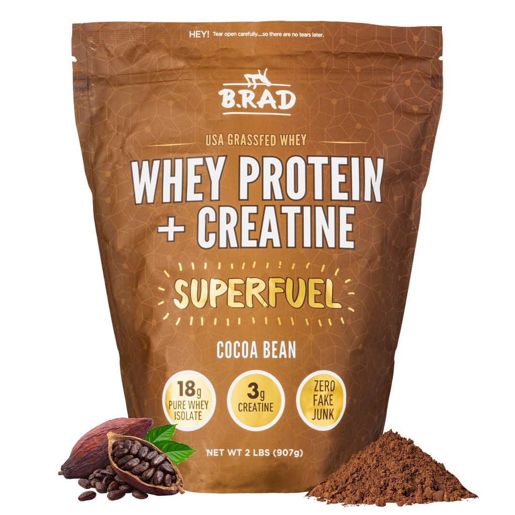 B.rad Superfuel - Grass Fed Whey Protein Isolate Boosted kanssa Creatine ... Farm-Fresh, Easy-to-digest, Clean Ingredients ... 2 punta 100% USA Lähde Cocoa Bean (Chocolate)