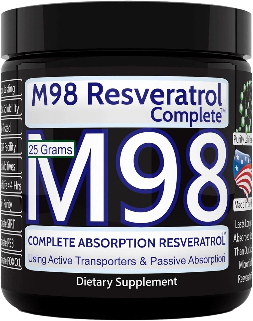 M98 Resveratrol Complete (M98-RC) - Bättre än Super Micronized - Pure Powder - 25 Grams